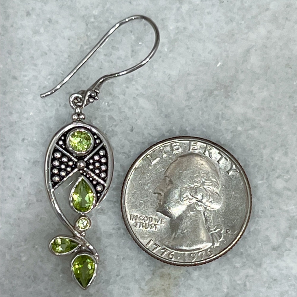 SAJEN Sterling Silver Peridot Dangle Earrings - Picture 10 of 10